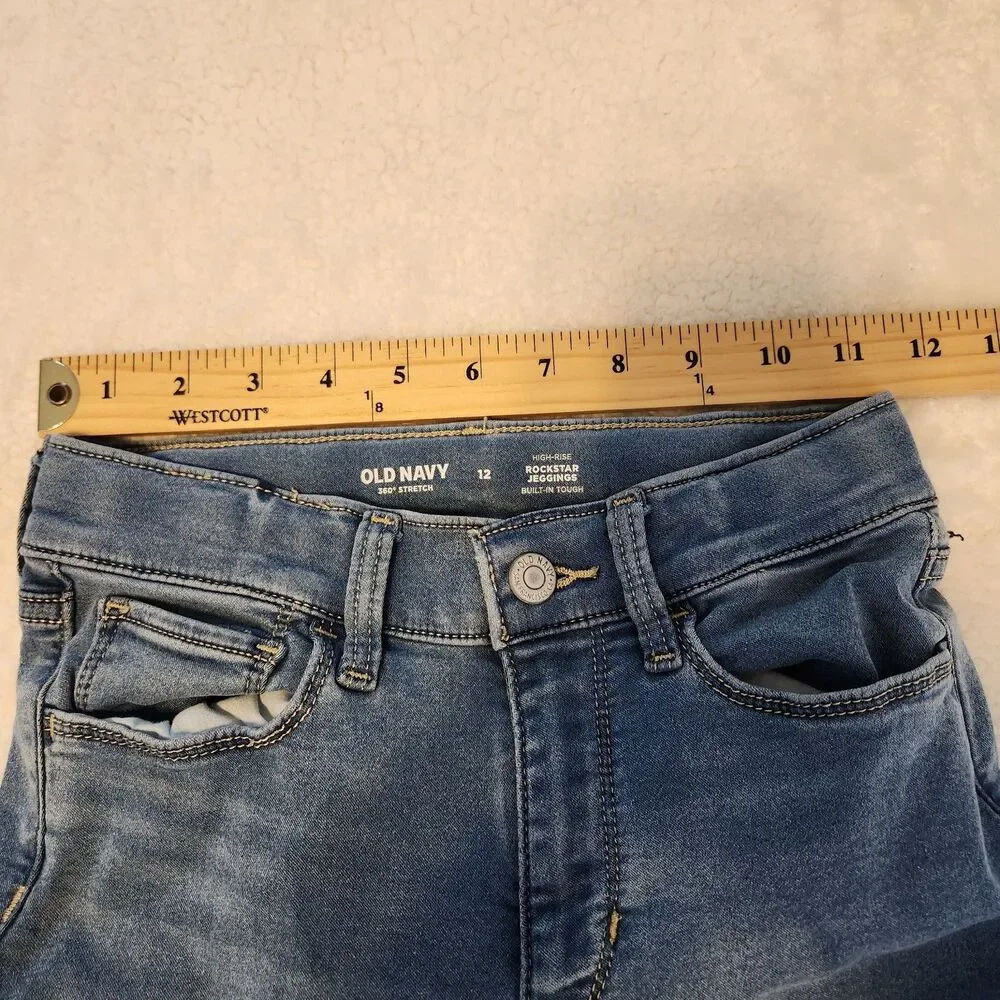 Old Navy Girls High Rise Rockstar Jeggings 360 Stretch Adjustable Waist Size 12